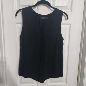 Black sleeveless button down blouse